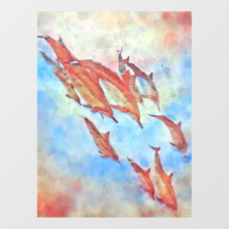 Dolphins Diving Colourful Watercolor Design