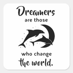 Dolphins Dolphin Sea Fish Animal Ocean Funny Gift Square Sticker