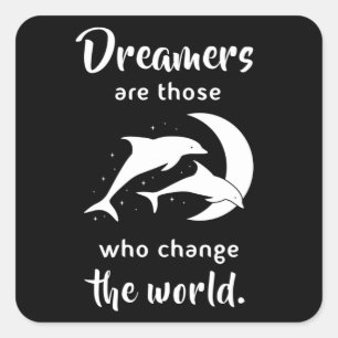 Dolphins Dolphin Sea Fish Animal Ocean Gift Idea Square Sticker
