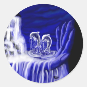 Dolphins , Hand of Times Classic Round Sticker