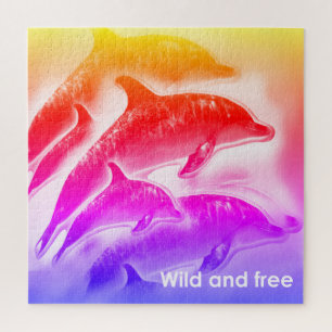 Dolphins in a rainbow jigsaw puzzle