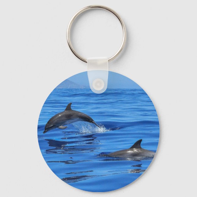 Dolphins In Blue Water  Key Ring (Front)
