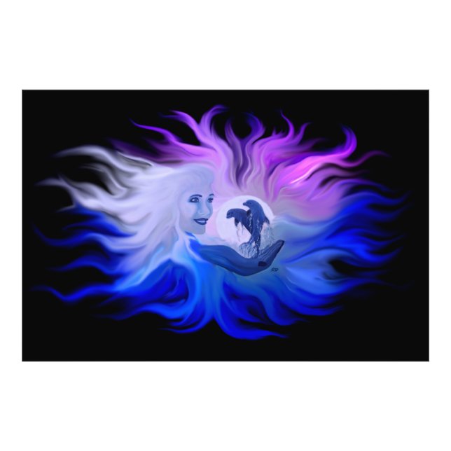 Dolphins in the Moonligh Photo Print (Front)