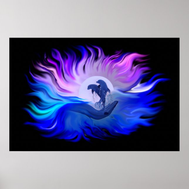 Dolphins in the Moonligh Poster (Front)