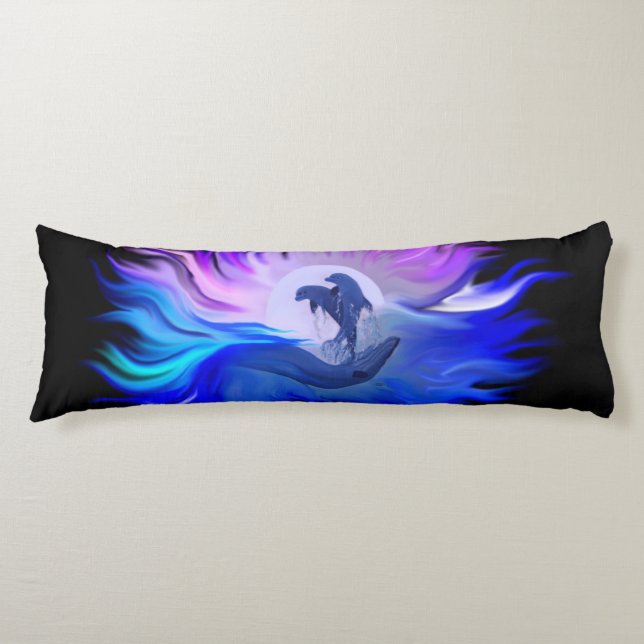 Dolphins in the Moonlight Body Cushion (Front)