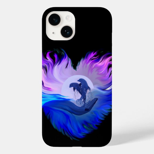 Dolphins in the Moonlight Case-Mate iPhone Case (Back)