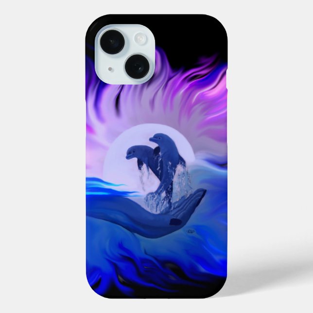 Dolphins in the Moonlight Case-Mate iPhone Case (Back)