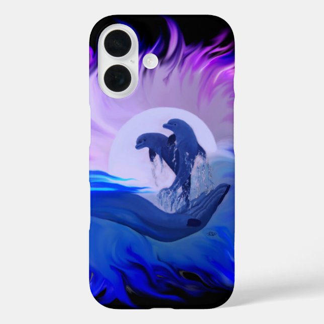Dolphins in the Moonlight Case-Mate iPhone Case (Back)