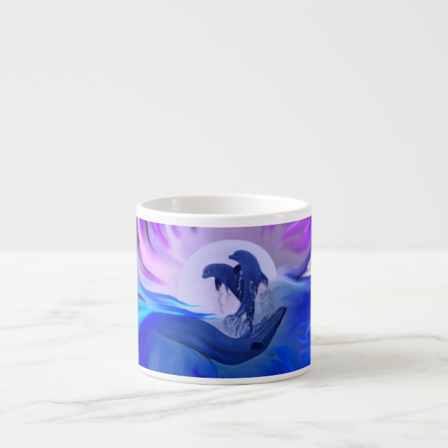 Dolphins in the Moonlight Espresso Cup (Front)