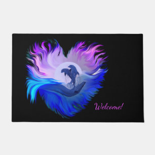 Dolphins in the Moonlight , Heart Doormat