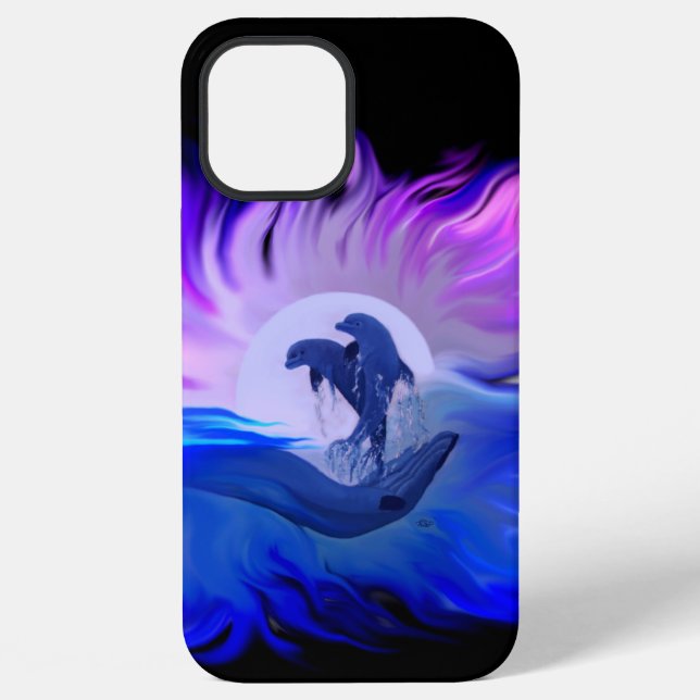 Dolphins in the Moonlight iPhone Case (Back)