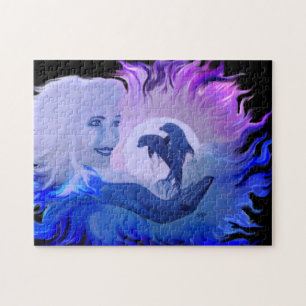 Dolphins in the moonlight jigsaw puzzle