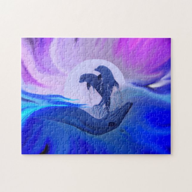 Dolphins in the Moonlight Jigsaw Puzzle (Horizontal)