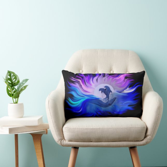 Dolphins in the Moonlight Lumbar Cushion (Chair)
