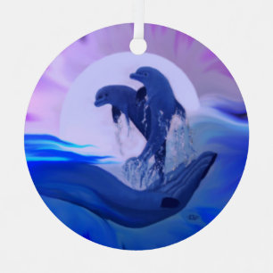 Dolphins in the Moonlight Metal Tree Decoration