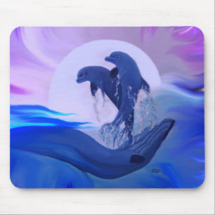 Dolphins in the Moonlight Mouse Pad