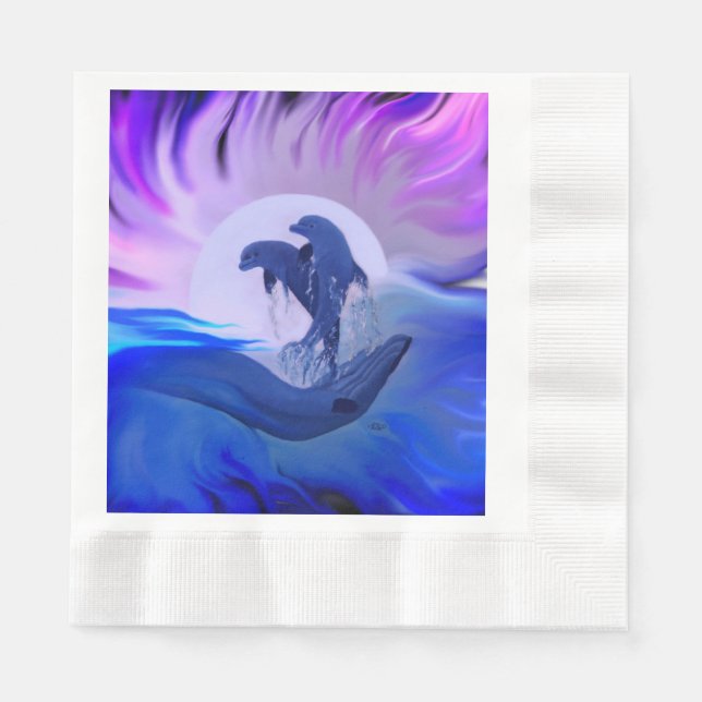 Dolphins in the Moonlight Napkin (Front)