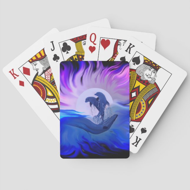 Dolphins in the Moonlight Playing Cards (Back)