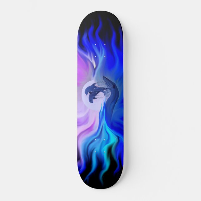 Dolphins in the Moonlight Skateboard (Front)
