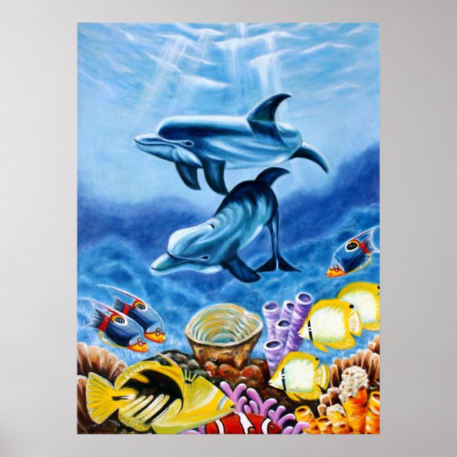 Dolphins In the Ocean Poster (Front)
