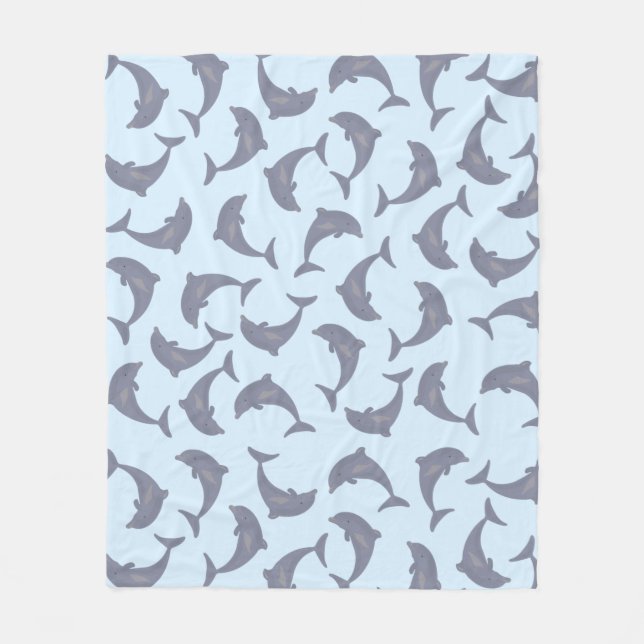 Dolphins in the Sea Pattern Fleece Blanket (Front)