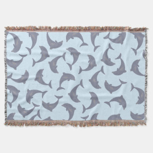 Dolphins in the Sea Pattern Throw Blanket