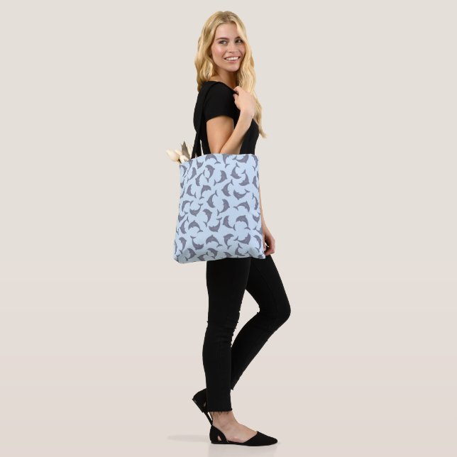 Dolphins in the Sea Pattern Tote Bag (On Model)