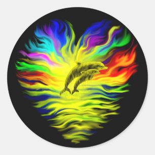 Dolphins in the Sunshine Classic Round Sticker
