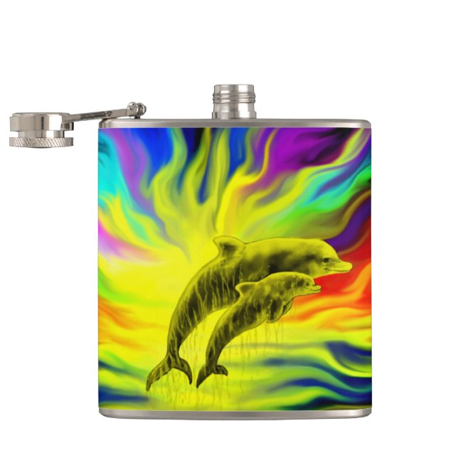 Dolphins in the Sunshine Hip Flask (Opened)