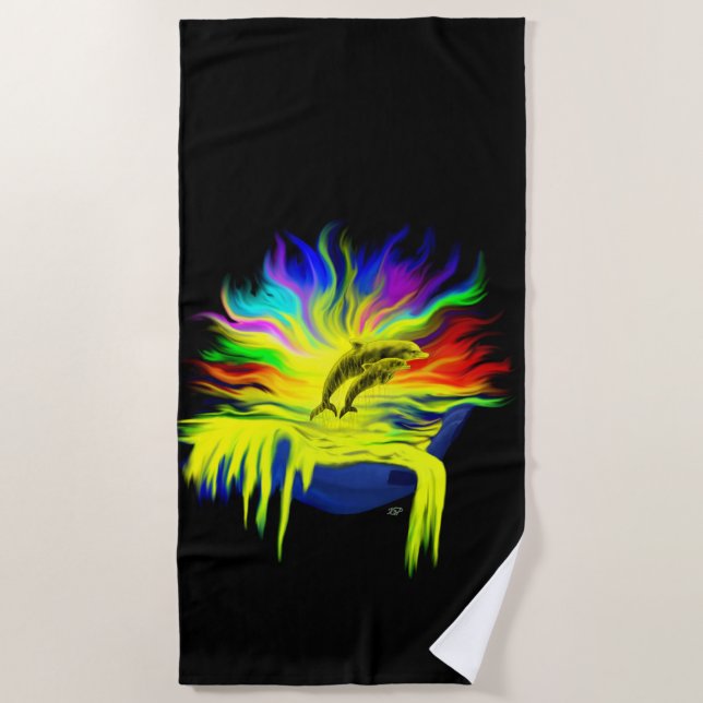Dolphins in the Sunshine with Hand Beach Towel (Front)