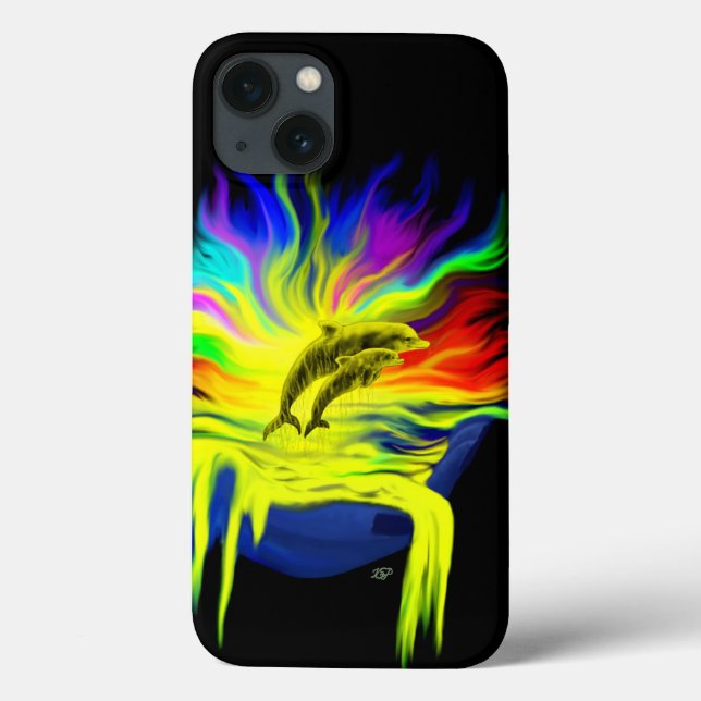 Dolphins in the Sunshine with Hand Case-Mate iPhone Case (Back)
