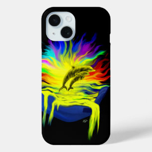 Dolphins in the Sunshine with Hand iPhone 15 Case