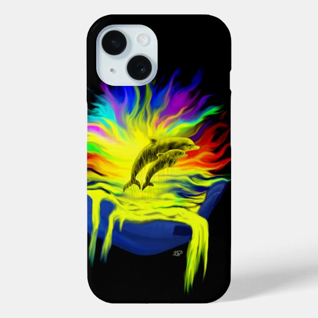 Dolphins in the Sunshine with Hand Case-Mate iPhone Case (Back)