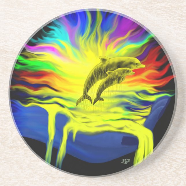 Dolphins in the Sunshine with Hand Coaster (Front)