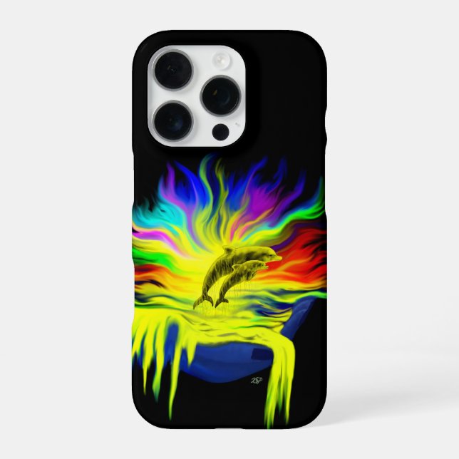Dolphins in the Sunshine with Hand iPhone Case (Back)