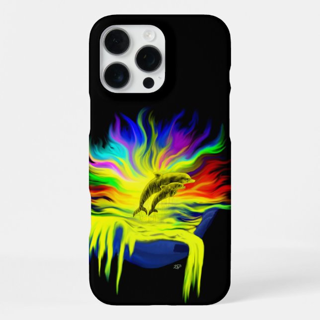 Dolphins in the Sunshine with Hand iPhone Case (Back)