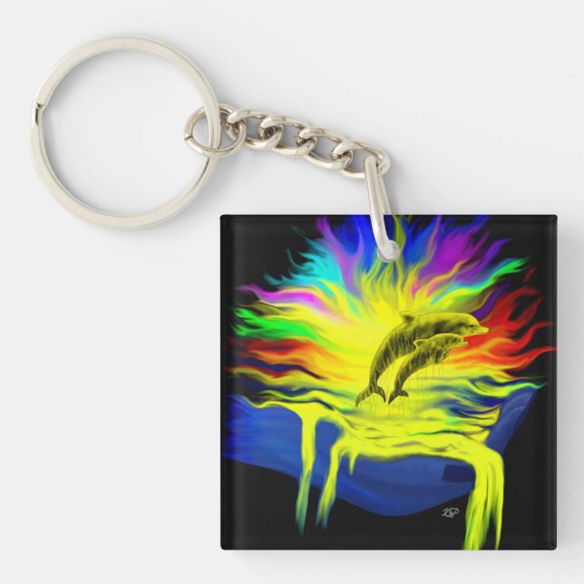 Dolphins in the Sunshine with Hand Key Ring (Front)