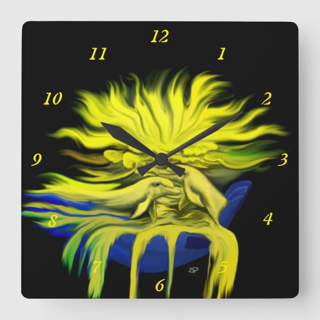Dolphins in the Sunshine with Hand Square Wall Clock (Front)