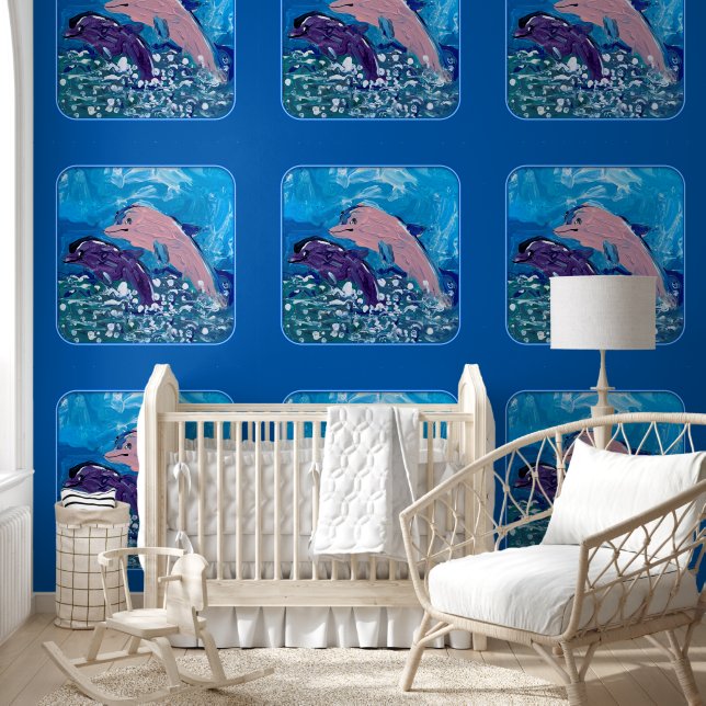 Dolphins in Waves "Art by Kids" Wallpaper (Kids)