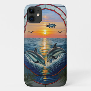 Dolphins Jumping at Sunset on the Ocean iPhone 11 Case