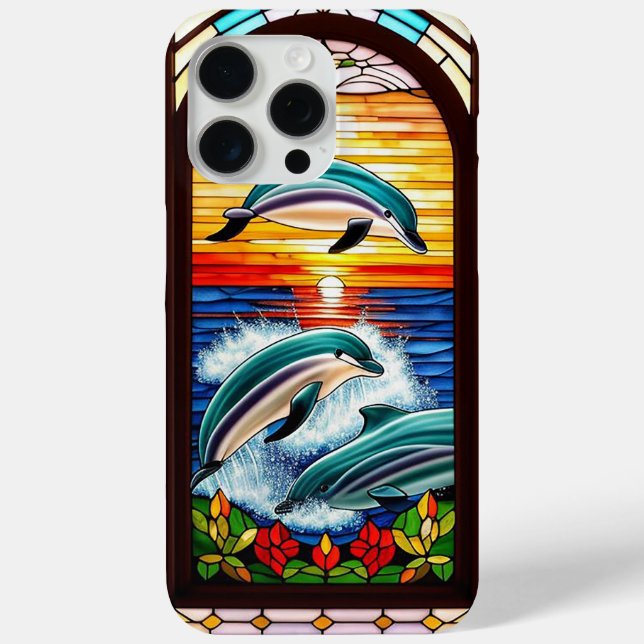 Dolphins Jumping at Sunset on the Ocean Case-Mate iPhone Case (Back)