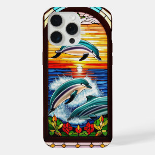 Dolphins Jumping at Sunset on the Ocean iPhone 15 Pro Max Case
