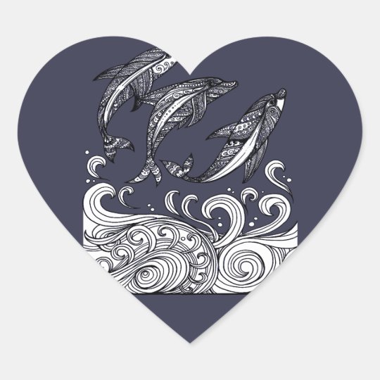 Dolphins Jumping Heart Sticker