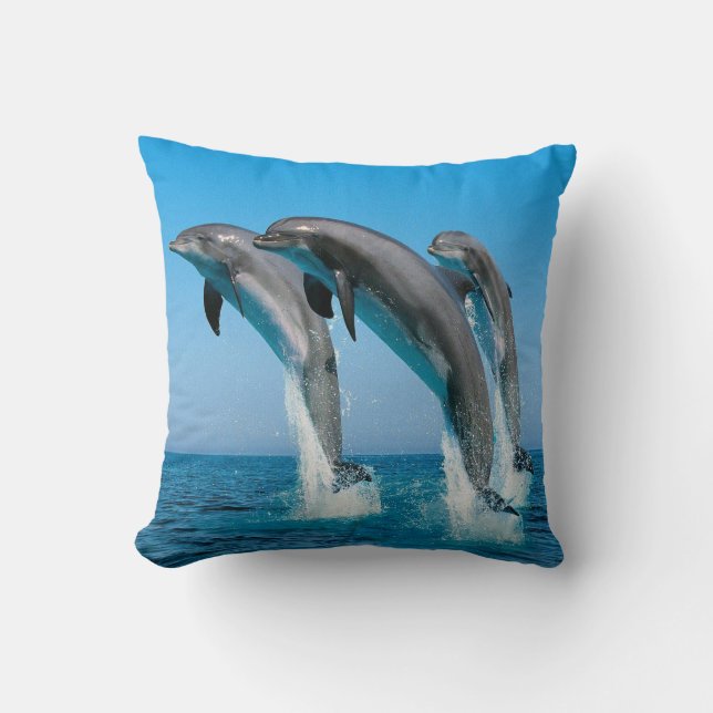 DOLPHINS JUMPING OUT OF THE WATER PILLOW CUSHION (Front)