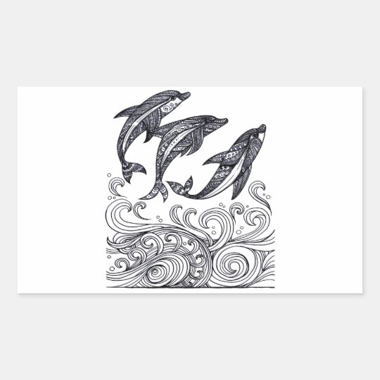 Dolphins Jumping Rectangular Sticker