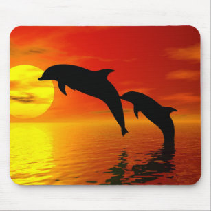 Dolphins Jumping Sunset Mousepad