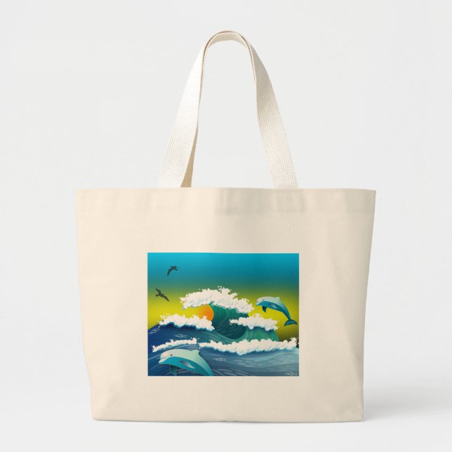 Dolphins Large Tote Bag (Front)
