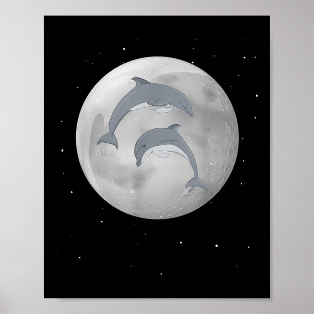 Dolphins, Moon Star Dolphins, Environmental Protec Poster (Front)