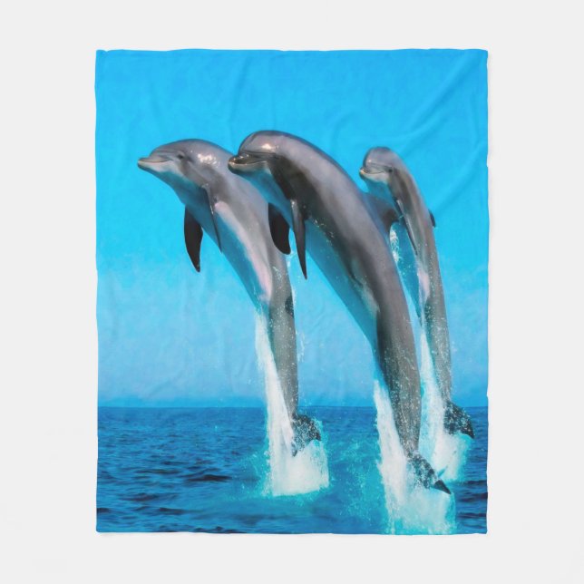 Dolphins Nautical Ocean Fleece Blanket Blanket (Front)