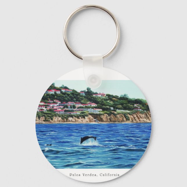 Dolphins Near Palos Verdes Key Ring (Front)